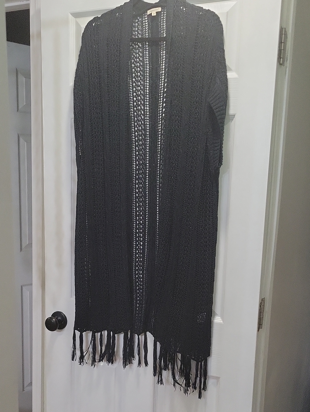 JODIFL Black Open-Knit Fringe Duster